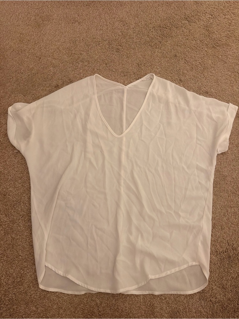 Lush White V-Neck Short Sleeve Blouse